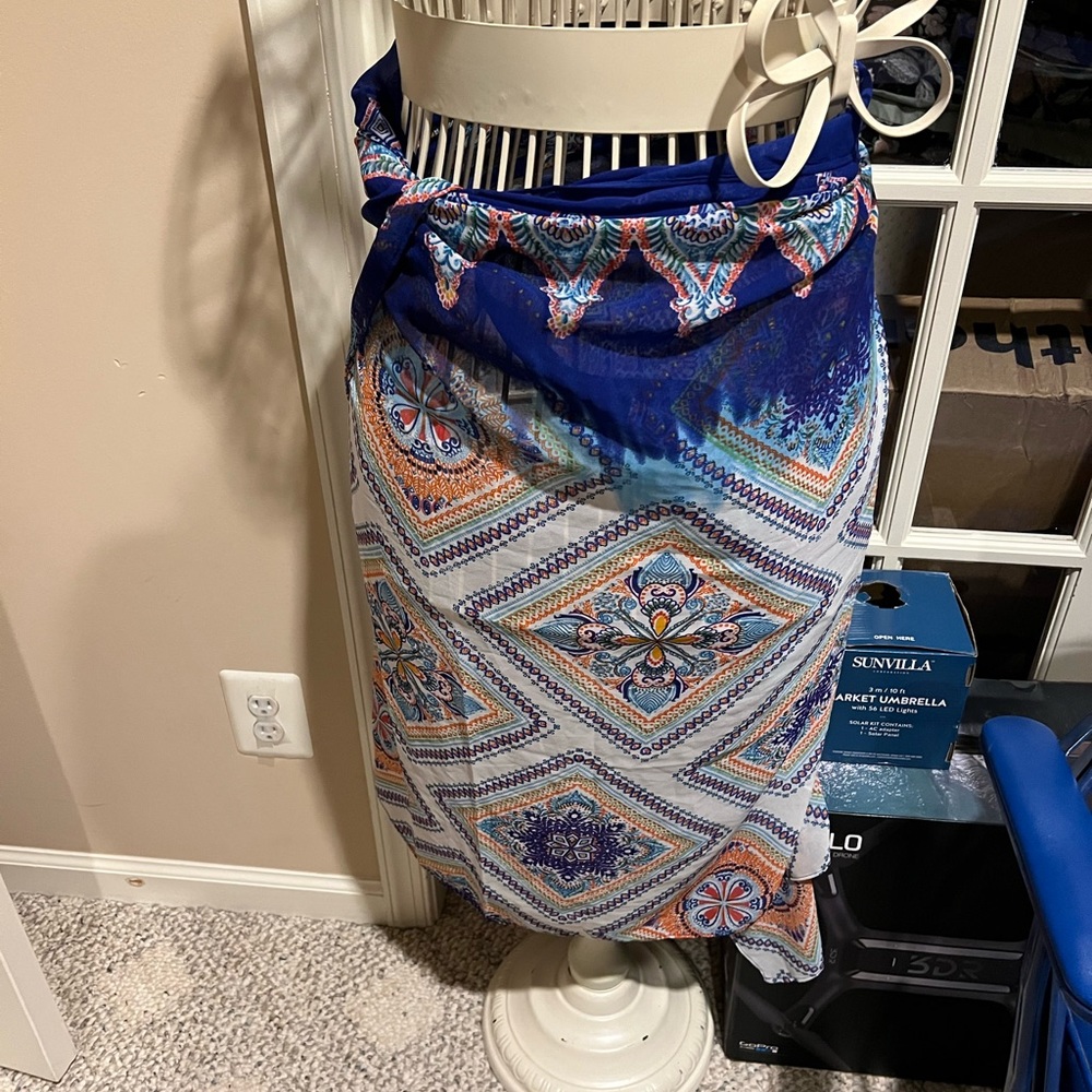 Beautiful Orange, Blue & White Paisley Print Sarong